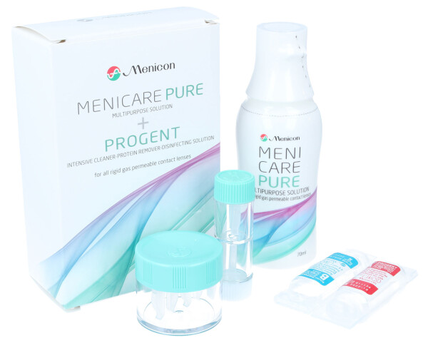 MENICARE PURE Multilösung 70 ml + PROGENT Intensivreiniger für Kontaktlinsen