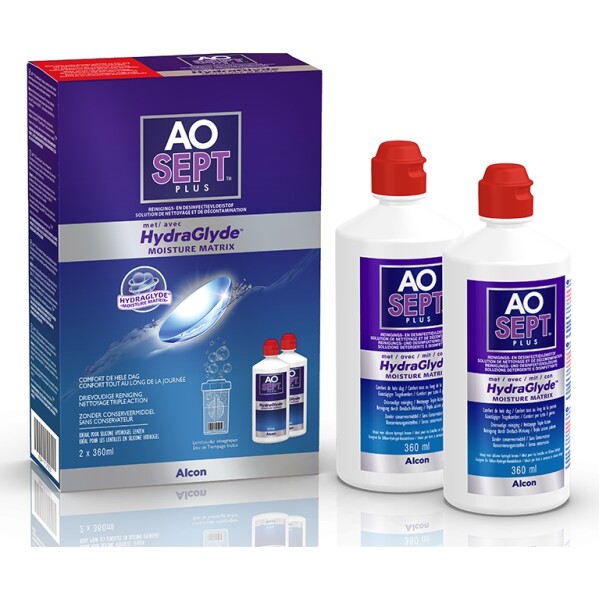 AOsept Plus mit Hydraglyde Kontaktlinsen-Pflegemittel, Vorratspackung, 360 ml (2er Pack)