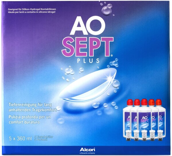 Aosept Plus Kontaktlinsen-Pflegemittel, Sparpack, 5 x 360 ml