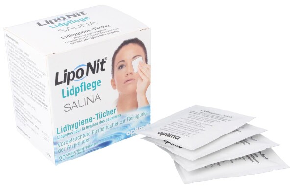 LipoNit Lidpflege Salina - vorbefeuchtete Lidhygiene - Tücher zur Reinigung der Augenlider 