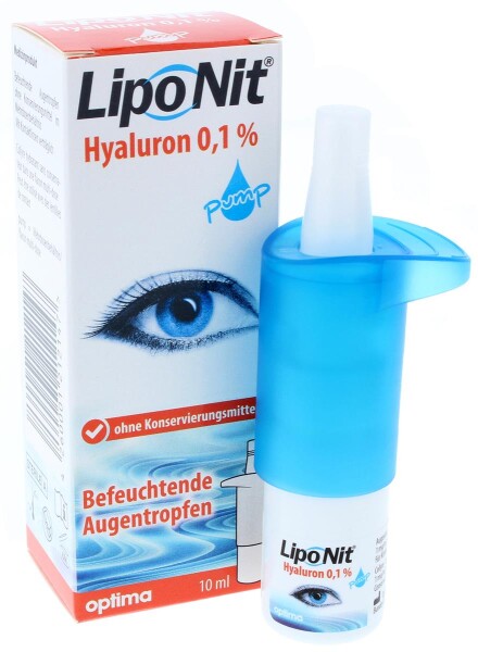 LipoNit Augentropfen Pump - Mehrdosissystem zur besseren Dosierung mit 0,1% Hyaluron - 10 ml