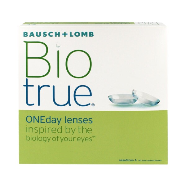 Bausch + Lomb Biotrue ONEday Tageslinsen, sphärische Kontaktlinsen, 90er Packung / BC 8.6 mm / DIA 14.2