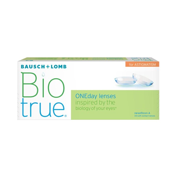 Bausch + Lomb Biotrue ONEday Toric Tageslinsen, torische Kontaktlinsen für Astigmatismus, 30er Packung / BC 8.4 mm / DIA 14.5