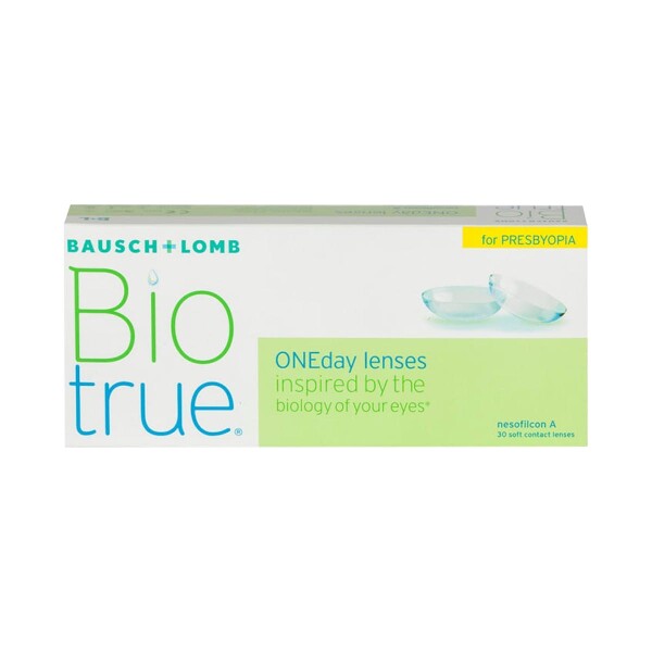 Bausch + Lomb Biotrue ONEday multifokale Tageslinsen, Kontaktlinsen für Presbyopie, 30er Packung / BC 8.6 mm / DIA 14.2