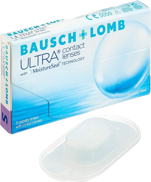 Bausch und Lomb Ultra, sphärische Monatslinsen, weiche Kontaktlinsen, 3er Packung BC 8.5 oder 8.7 mm / DIA 14.2