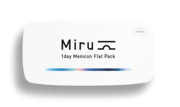 Menicon Miru 1day Flat Pack Toric Tageslinsen, torische Kontaktlinsen weich, 30er Packung / BC 8.60 mm / DIA 14.5