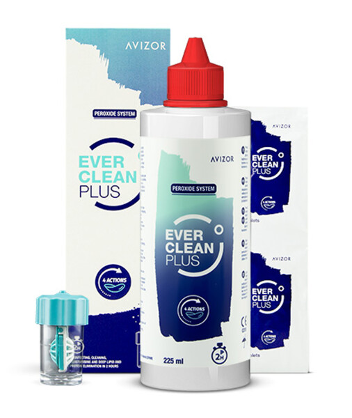 Hocheffektives Peroxidsystem für Kontaktlinsenpflege AVIZOR EVER CLEAN PLUS 225 ml + 30 Tabletten