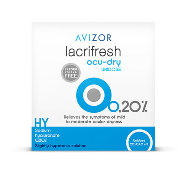 AVIZOR Lacrifresh ocu-dry 0.2% - Augenerfrischung und Nachbenetzung mit 0.2% Hyaluron 20 x 0,4 ml