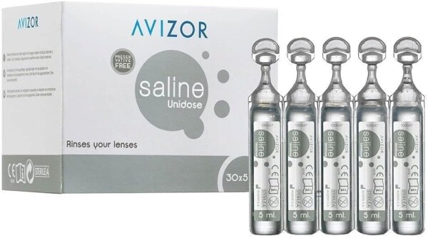 Avizor Saline Unidose 30 x 5 ml - Kochsalzlösung für Augenpflege, - spülung und Kontaktlinsen