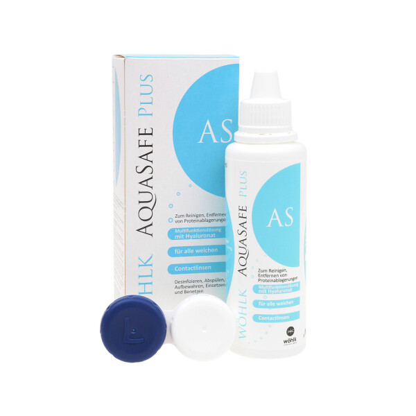 Pflegemittel für weiche Kontaktlinsen - Wöhlk AquaSafe Plus AS 100 ml mit Hyaluronat