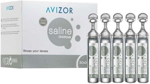 AVIZOR SALINE Unidose - Kochsalzlösung für Spezial- und Scleral-Kontaktlinsen 30 x 5 ml OV
