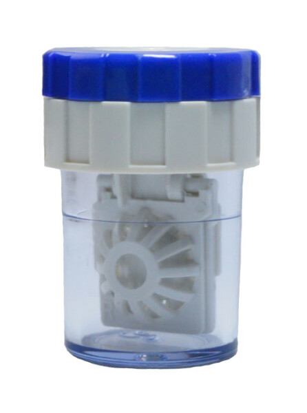 Kontaktlinsenbehälter mit Körbchen - Waschmaschine für Kontaktlinsen - blau/weiß