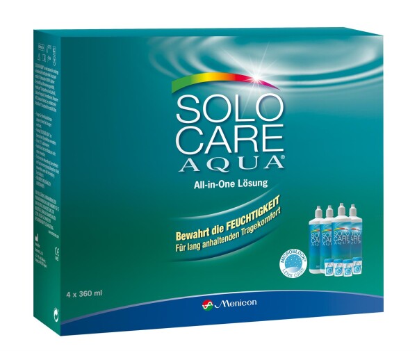 SOLO CARE AQUA® - Aufbewahrungslösung für weiche Kontaktlinsen - 4x 360 ml