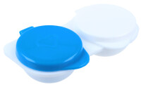 Praktischer Kontaktlinsenbehälter FLIP TOP mit Klappdeckel für weiche Kontaktlinsen in Blau